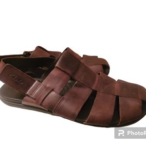 Clarks Fisherman Sandals,Leather, Brown, Men's US Size 10.5 / UK size 10
